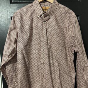 NWOT Mens Redhead Ranch Long Sleeve Button Down Shirt Red Brown